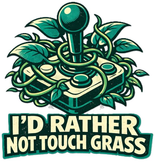 Funny Joystick T-Shirt | I'd Rather Not Touch Grass Retro Gamer Tee