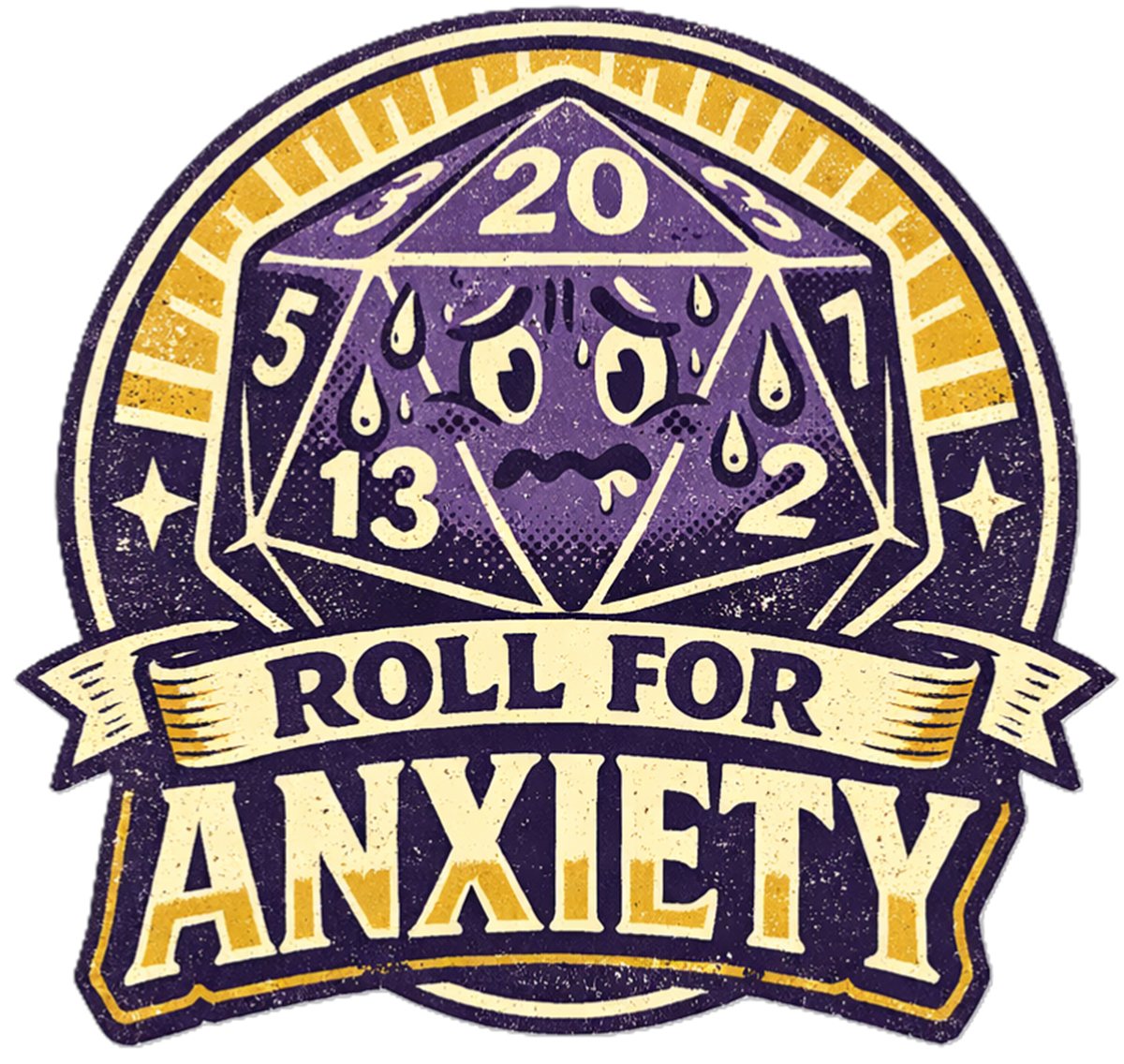 Funny D20 Dice T-Shirt | Roll for Anxiety Retro Tabletop Gamer Tee