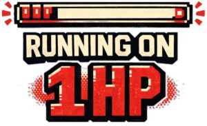 Funny Health Bar T-Shirt | Running on 1 HP Retro 8-Bit Gamer Tee