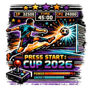 Retro Arcade Soccer T-Shirt | Press Start Cup 2026 8-Bit Gamer Tee