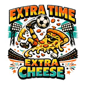 Funny Pizza Soccer T-Shirt | Extra Time Extra Cheese Retro Futbol Tee