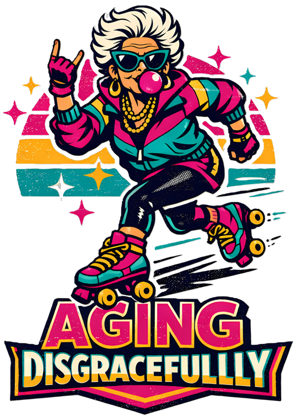 Funny Grandma T-Shirt | Aging Disgracefully Retro Roller Skate Tee