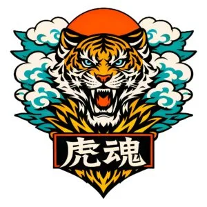 Anime Cloud Tiger Guardian - Japanese Tiger Spirit Retro Tee