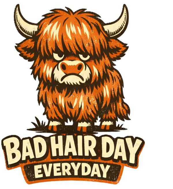 Highland Cow T-Shirt | Bad Hair Day Everyday Funny Vintage Tee