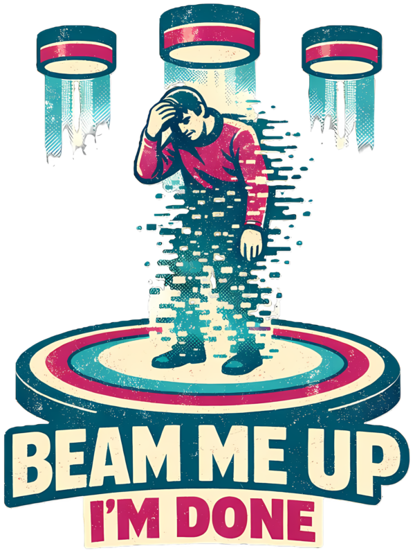 Sci-Fi Transporter T-Shirt | Beam Me Up I'm Done Funny Retro 70s Tee