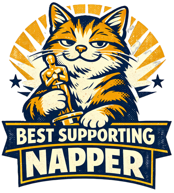 Funny Cat Trophy T-Shirt | Best Supporting Napper Retro Movie Award Tee