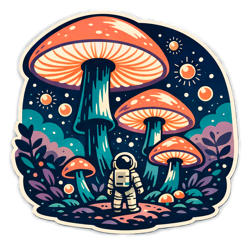 Cosmic Mushroom T-Shirt | Space Explorer Retro Psychedelic Tee