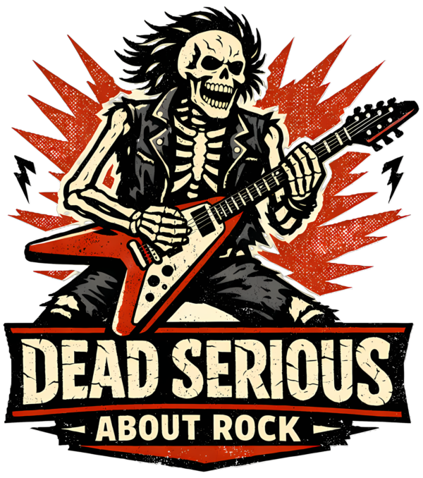 Skeleton Guitar T-Shirt | Dead Serious About Rock Vintage Style Tee