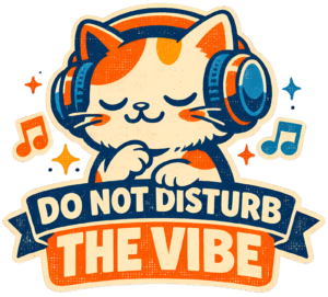 Cool Cat Headphones T-Shirt | Do Not Disturb the Vibe Retro Music Tee