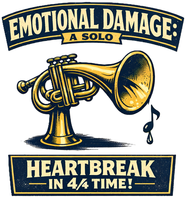 Funny Jazz Trumpet T-Shirt | Emotional Damage Solo Retro Music Tee