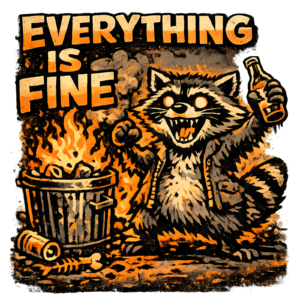 Funny Raccoon T-Shirt | Everything Is Fine Dumpster Fire Meme Tee