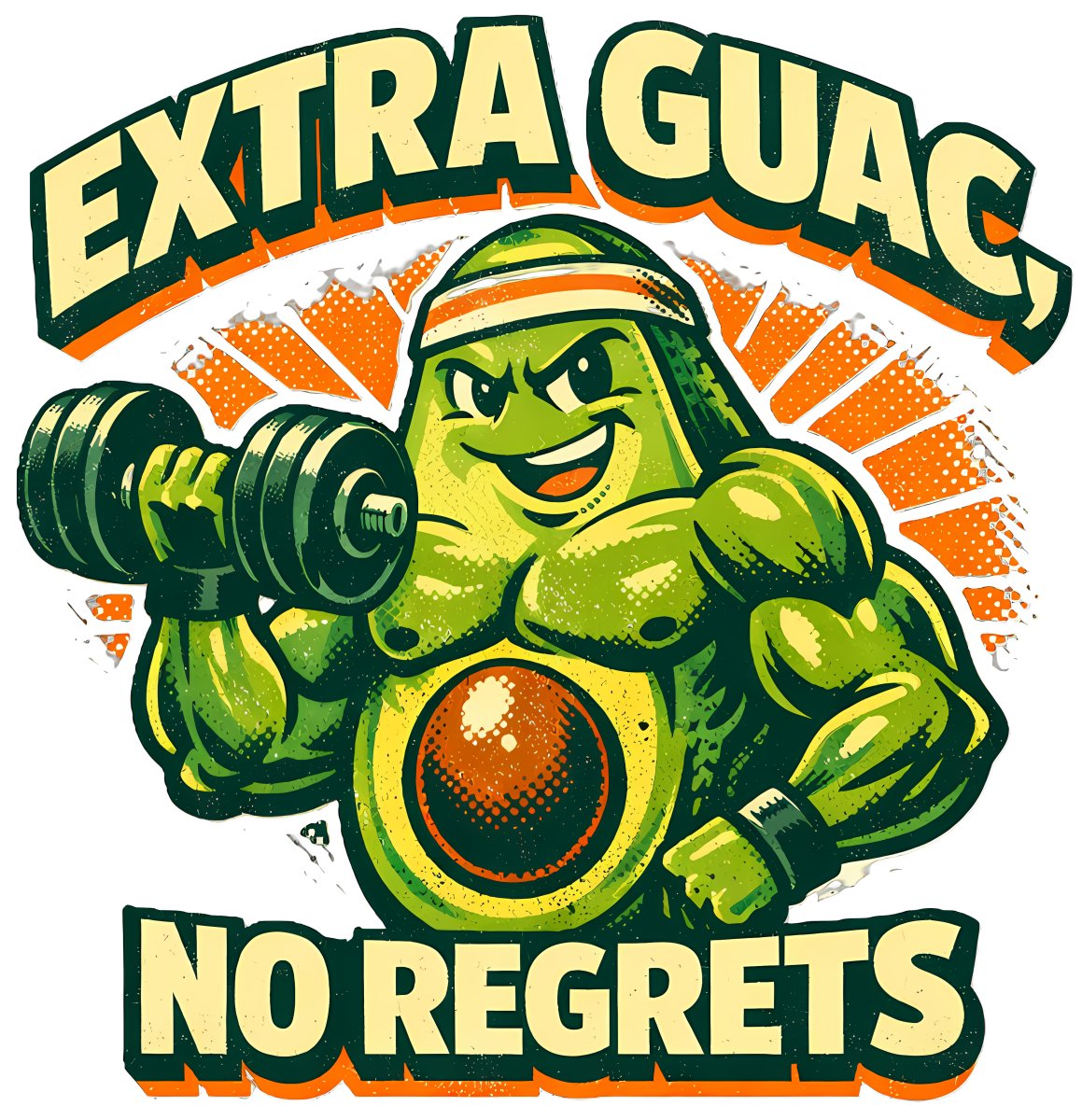 Funny Avocado Gym T-Shirt | Extra Guac No Regrets Retro Workout Tee