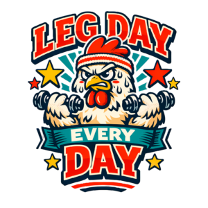 Funny Chicken Gym T-Shirt | Leg Day Every Day Retro Workout Tee