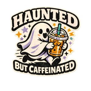 Funny Ghost Coffee T-Shirt | Haunted but Caffeinated Retro Tee