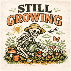 Skeleton Gardening T-Shirt | Still Growing Funny Vintage Tee