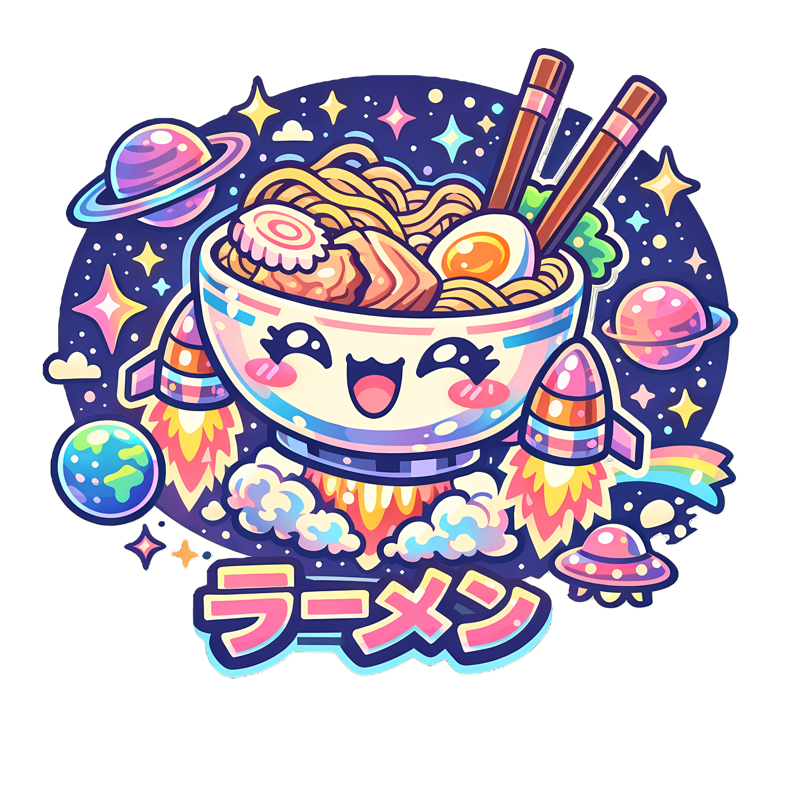 Kawaii Ramen T-Shirt | Galaxy Noodles Cute Space Foodie Tee