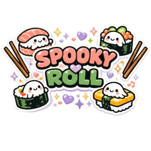 Kawaii Sushi Ghost T-Shirt | Spooky Roll Cute Halloween Foodie Tee