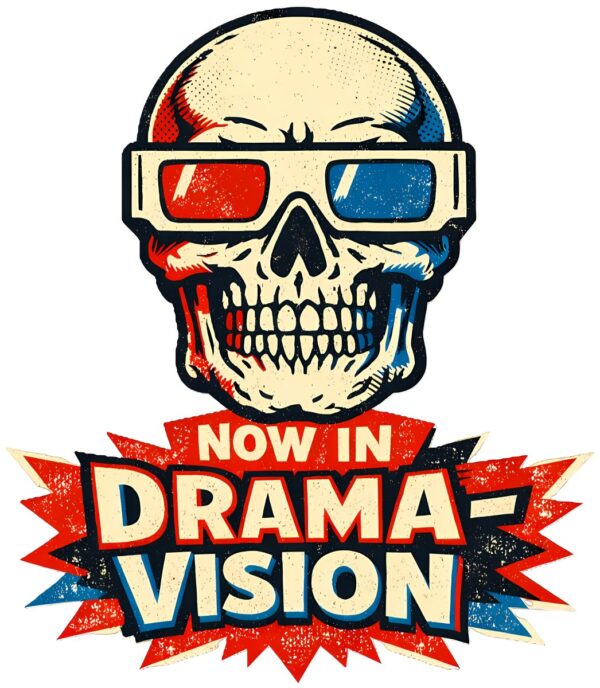 Skull 3D Glasses T-Shirt | Now in Drama-Vision Retro B-Movie Tee
