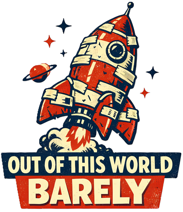 Funny Rocket T-Shirt | Out of This World Barely Retro 60s Space Tee