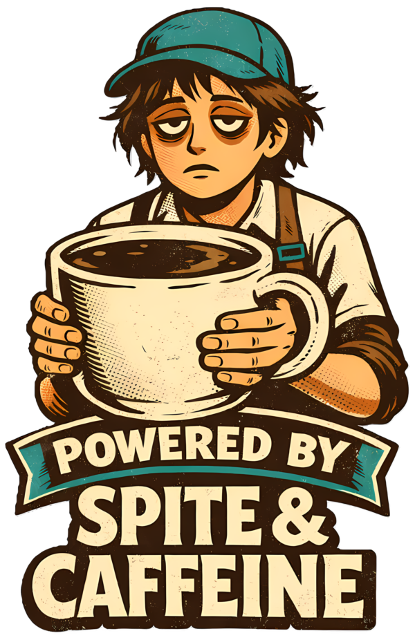 Funny Barista T-Shirt | Powered by Spite and Caffeine Retro Coffee Tee
