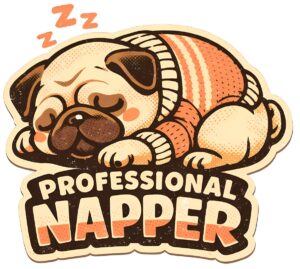 Cute Pug T-Shirt | Professional Napper Kawaii Retro Dog Lover Tee