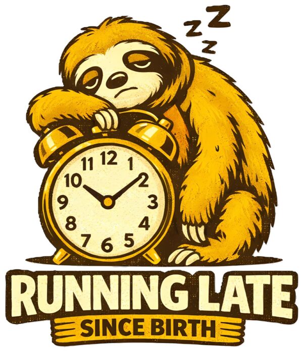 Running Late Since Birth Retro 70s Tee