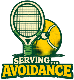 Funny Tennis T-Shirt | Serving Avoidance Retro 70s Pun Tee