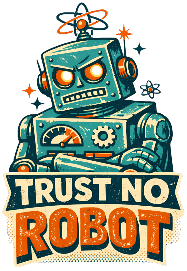Retro Robot T-Shirt | Trust No Robot Funny Atomic Age Tee