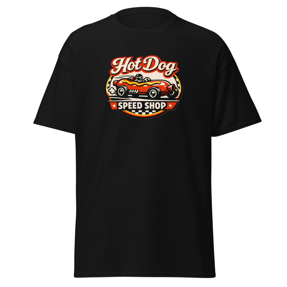 Funny Hot Dog T-Shirt | Speed Shop Vintage Hot Rod Racing Tee - Image 2