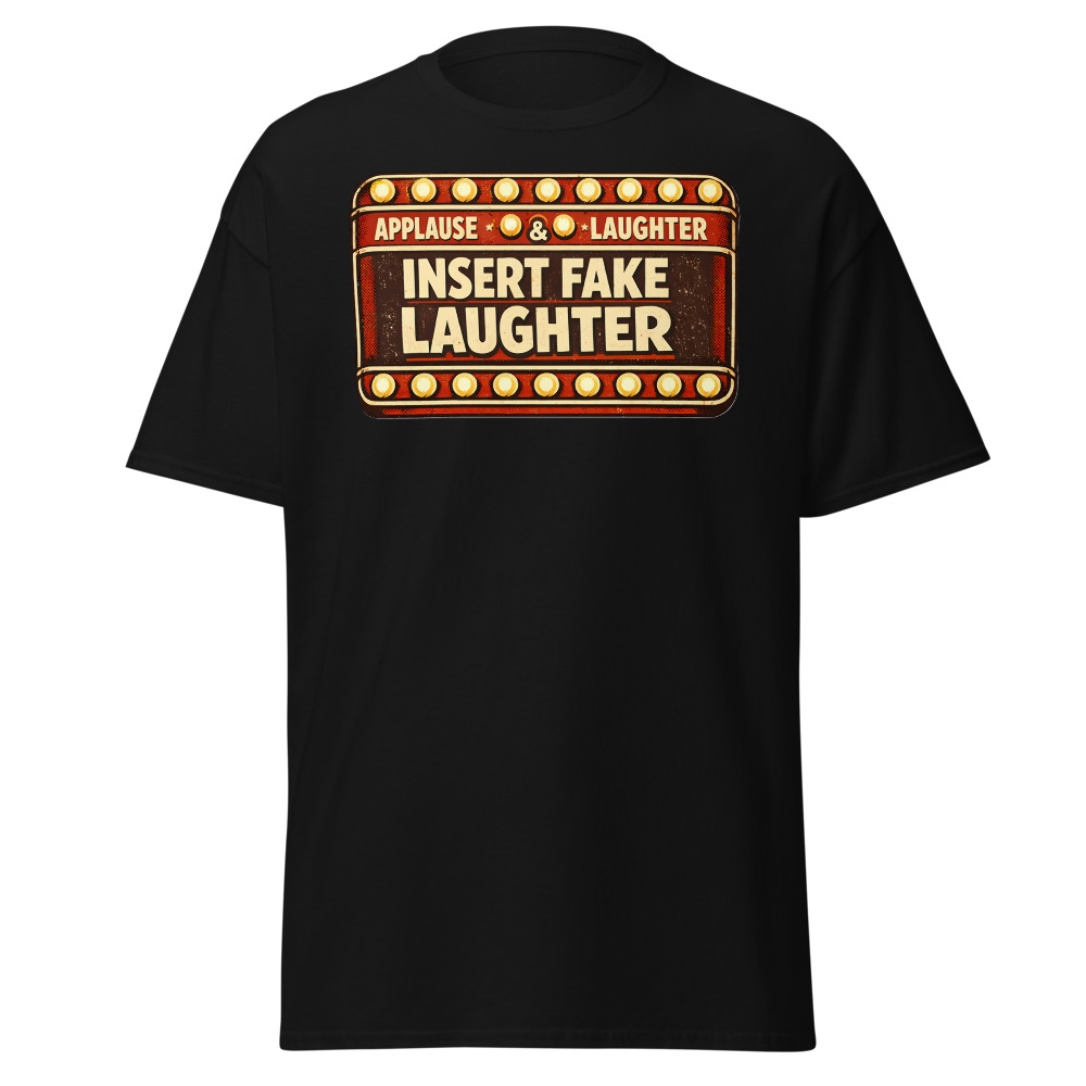 Sitcom Sign T-Shirt | Insert Fake Laughter Funny Retro TV Tee - Image 3