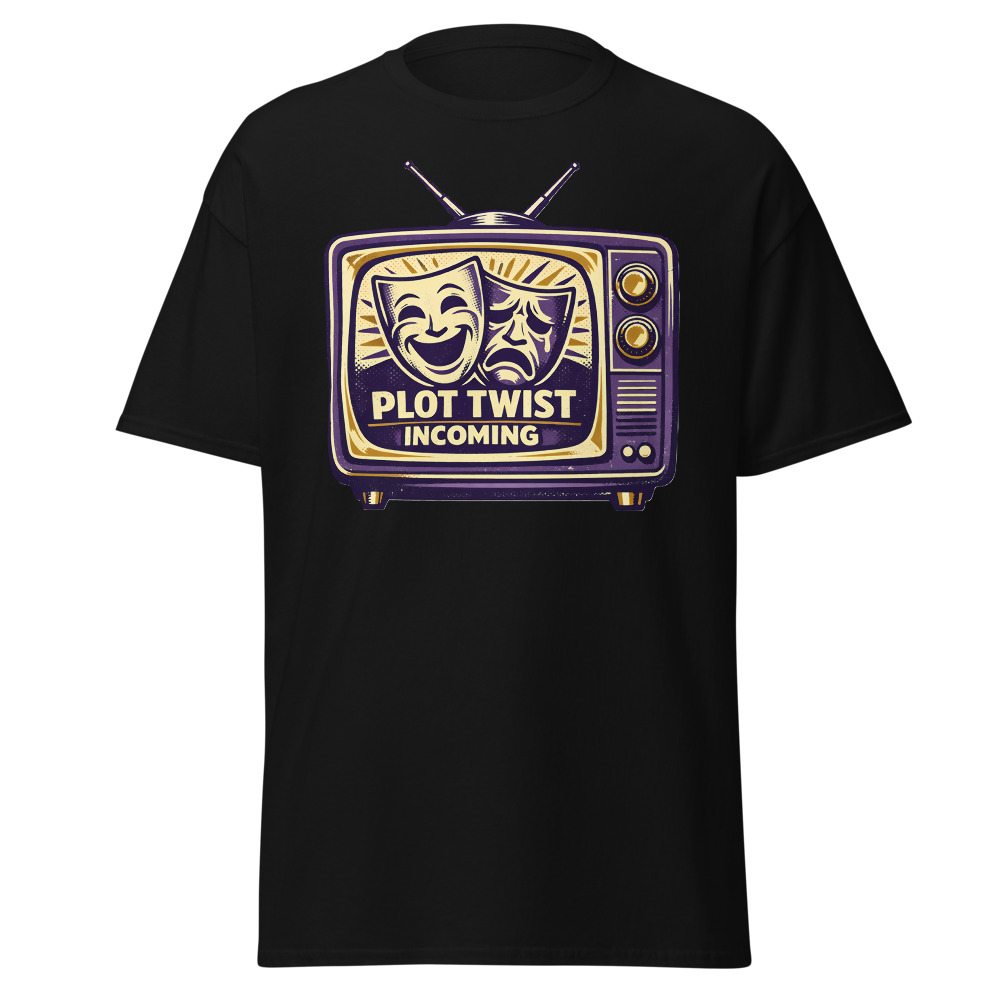Retro TV Drama T-Shirt | Plot Twist Incoming Vintage Television Tee - Image 3