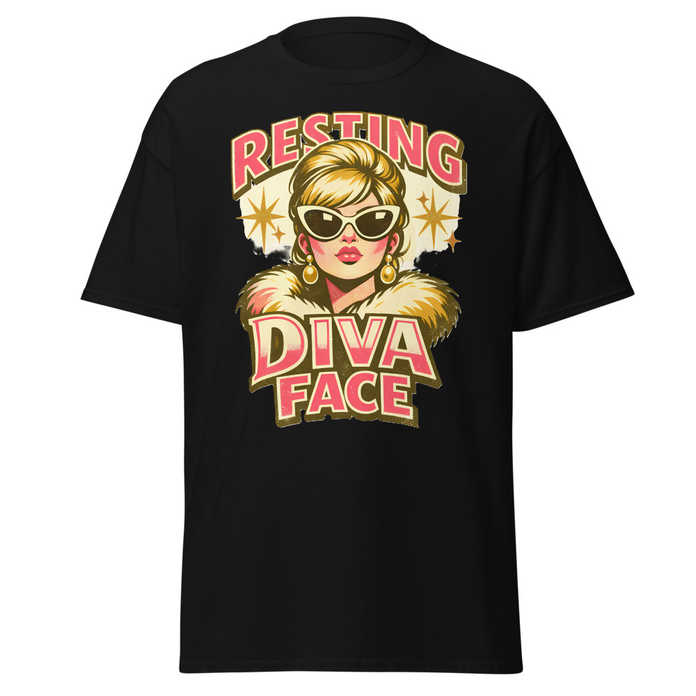 Funny Diva T-Shirt | Resting Diva Face Retro 60s Fashion Tee - Image 3