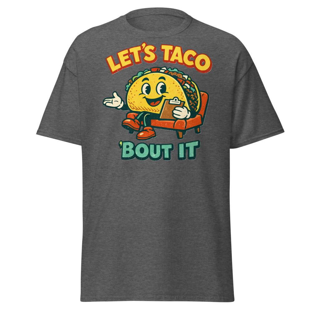Funny Taco T-Shirt | Let's Taco Bout It Retro Pun Foodie Tee - Image 3