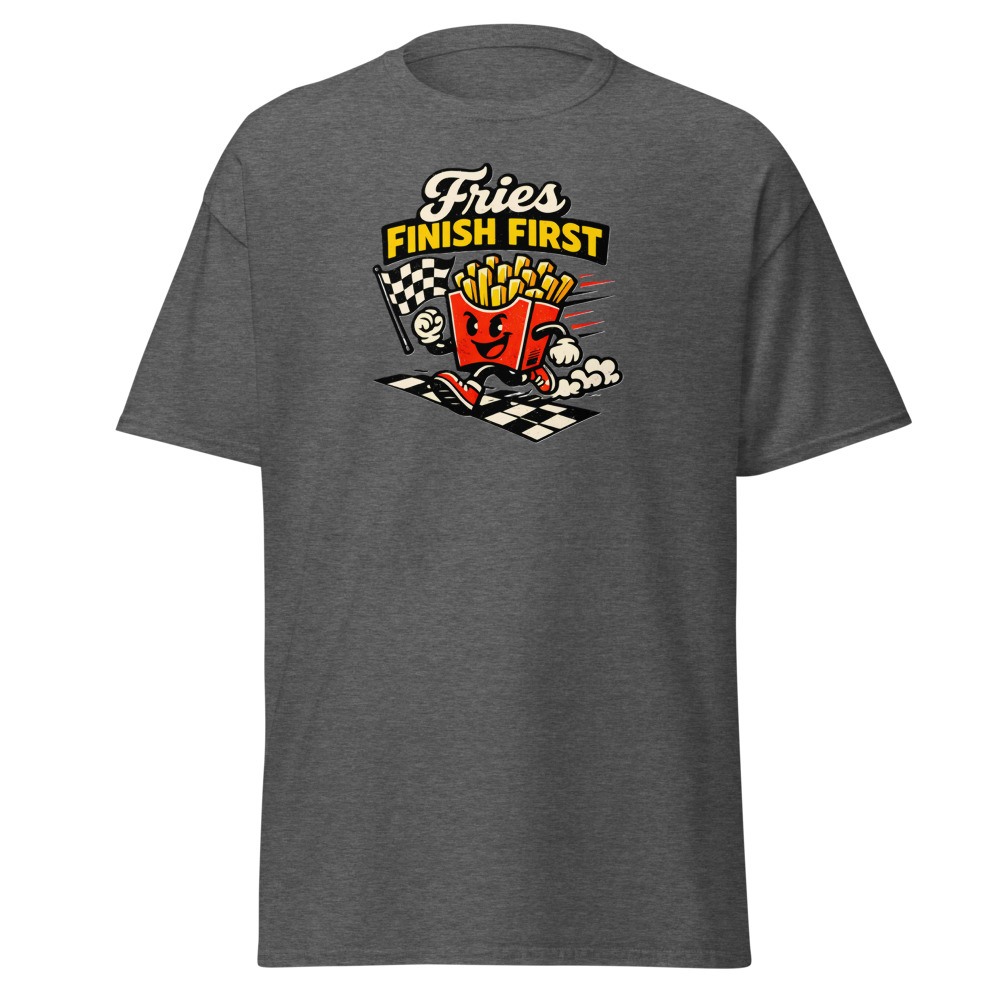 Funny French Fries T-Shirt | Fries Finish First Retro Racing Tee - Image 3