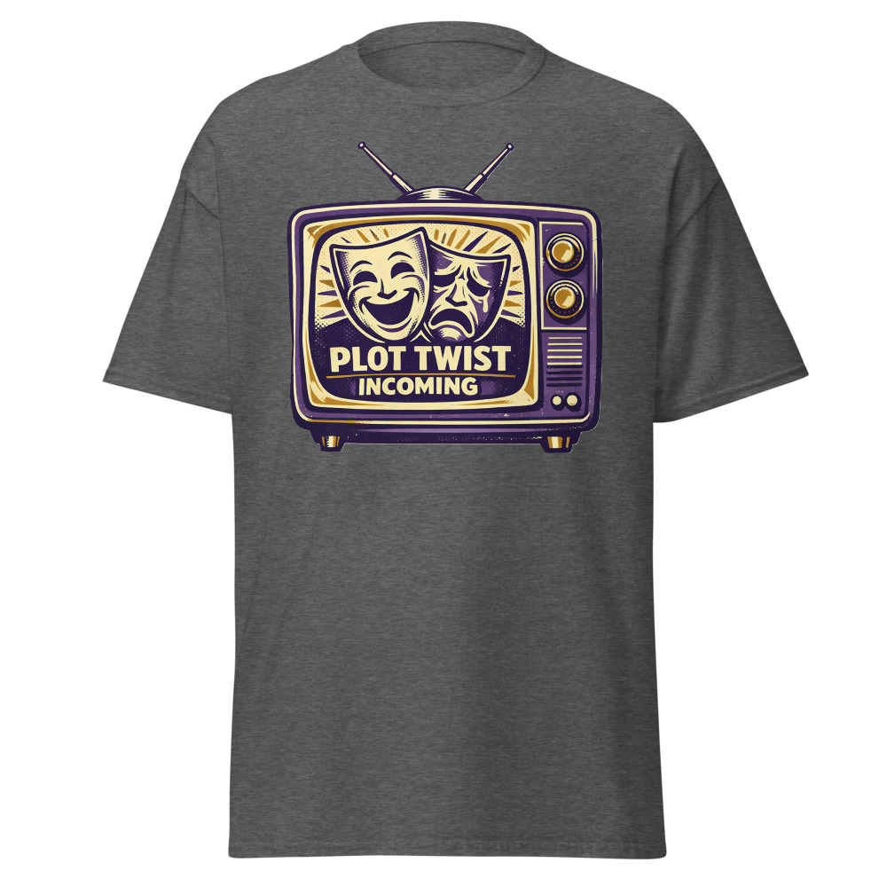 Retro TV Drama T-Shirt | Plot Twist Incoming Vintage Television Tee - Image 4