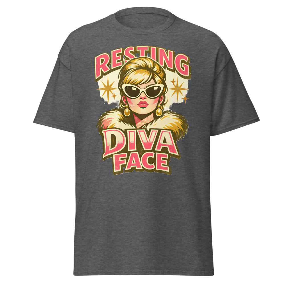 Funny Diva T-Shirt | Resting Diva Face Retro 60s Fashion Tee - Image 4