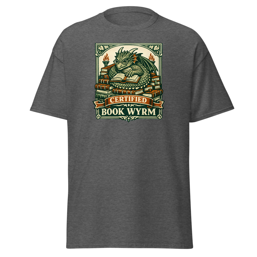 Funny Dragon T-Shirt | Certified Book Wyrm Vintage Library Tee - Image 4
