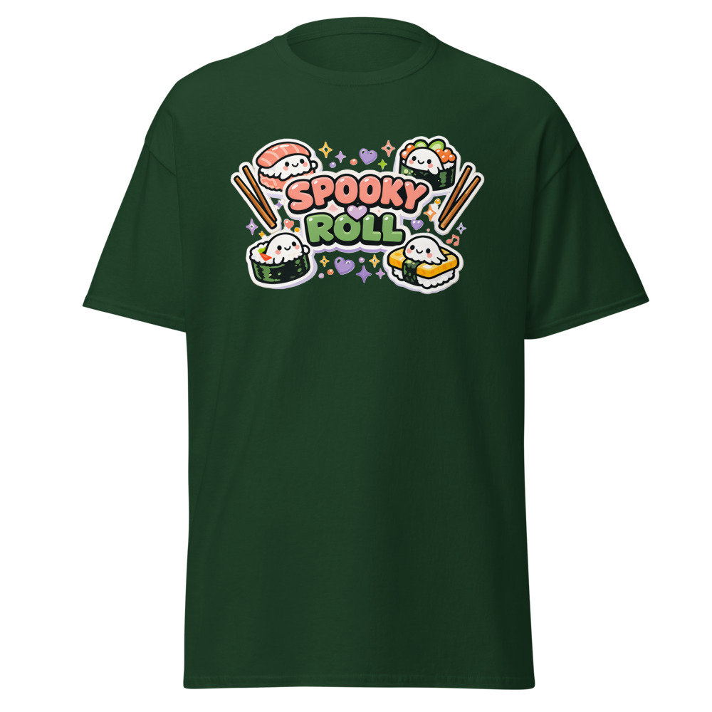 Kawaii Sushi Ghost T-Shirt | Spooky Roll Cute Halloween Foodie Tee - Image 4