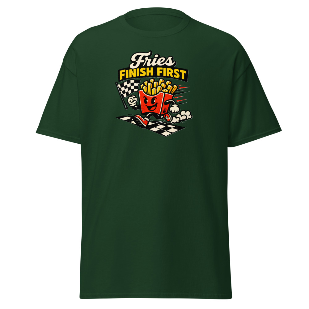 Funny French Fries T-Shirt | Fries Finish First Retro Racing Tee - Image 4