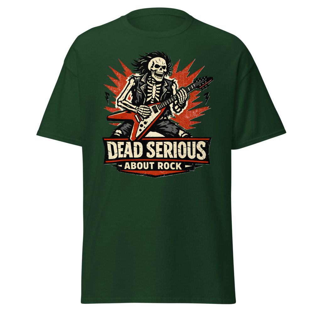 Skeleton Guitar T-Shirt | Dead Serious About Rock Vintage Style Tee - Image 5