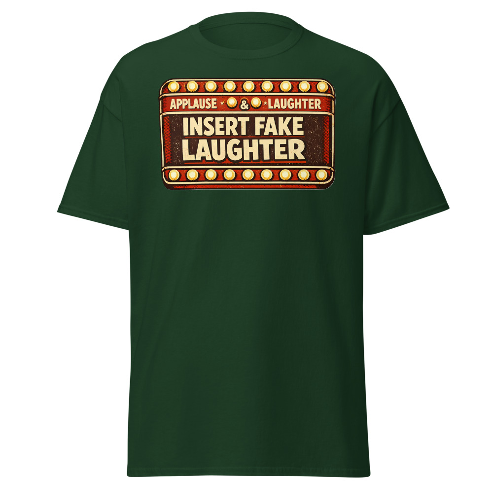 Sitcom Sign T-Shirt | Insert Fake Laughter Funny Retro TV Tee - Image 5