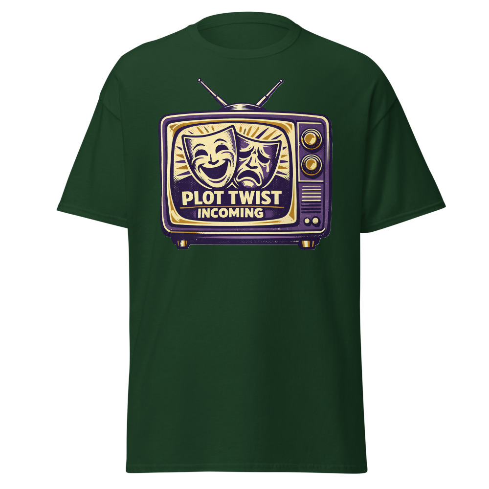 Retro TV Drama T-Shirt | Plot Twist Incoming Vintage Television Tee - Image 5
