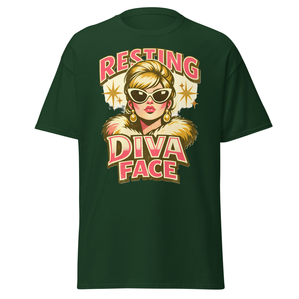 Funny Diva T-Shirt | Resting Diva Face Retro 60s Fashion Tee - Image 5