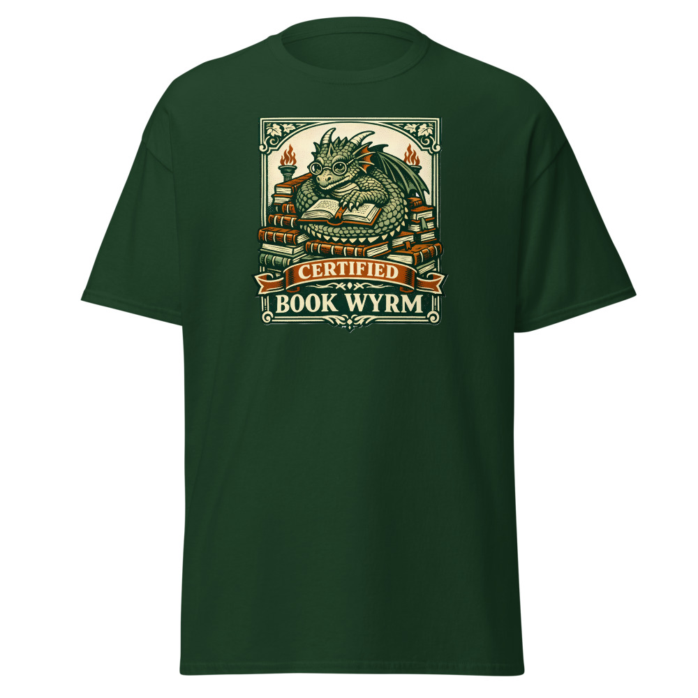 Funny Dragon T-Shirt | Certified Book Wyrm Vintage Library Tee - Image 5