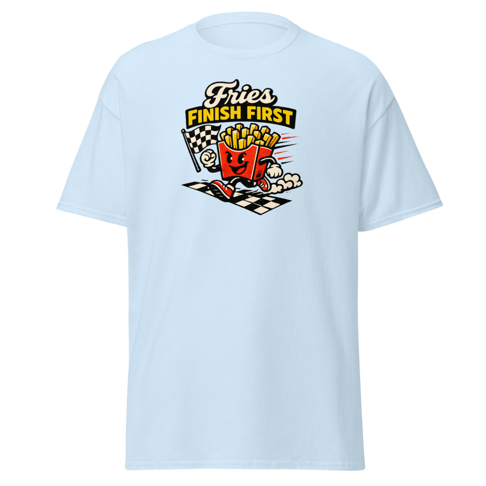 Funny French Fries T-Shirt | Fries Finish First Retro Racing Tee - Image 5