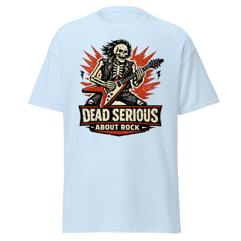 Skeleton Guitar T-Shirt | Dead Serious About Rock Vintage Style Tee - Image 6