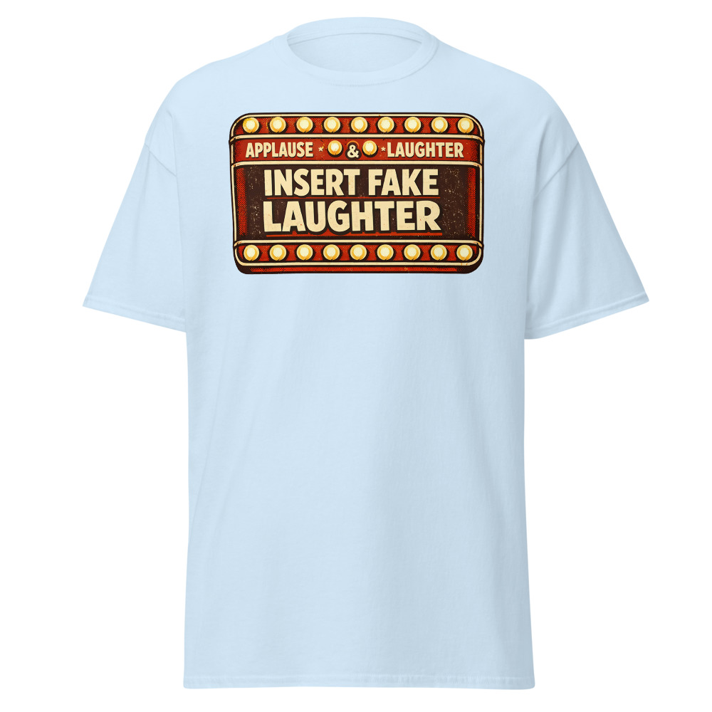 Sitcom Sign T-Shirt | Insert Fake Laughter Funny Retro TV Tee - Image 6