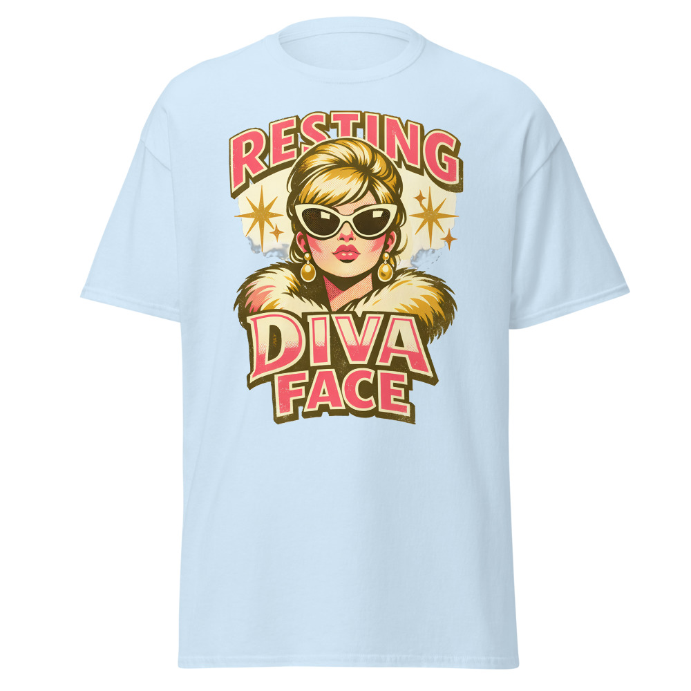 Funny Diva T-Shirt | Resting Diva Face Retro 60s Fashion Tee - Image 6