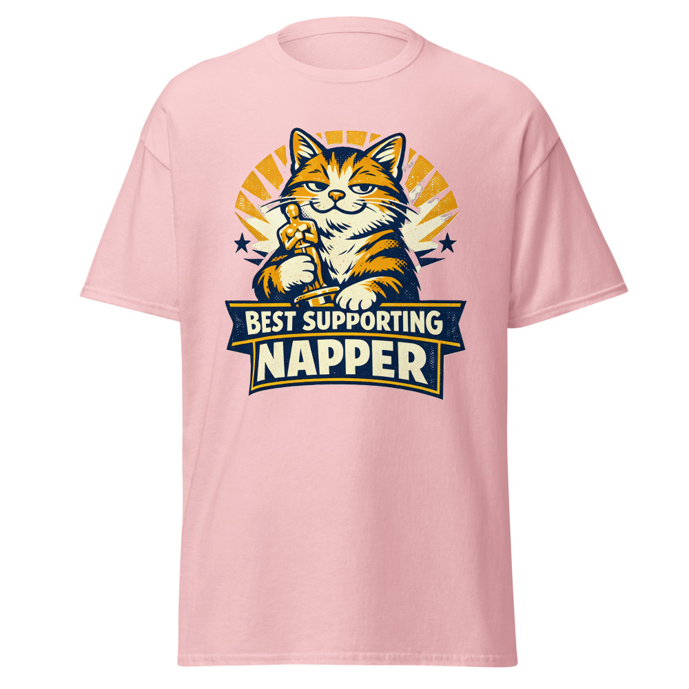 Funny Cat Trophy T-Shirt | Best Supporting Napper Retro Movie Award Tee - Image 6