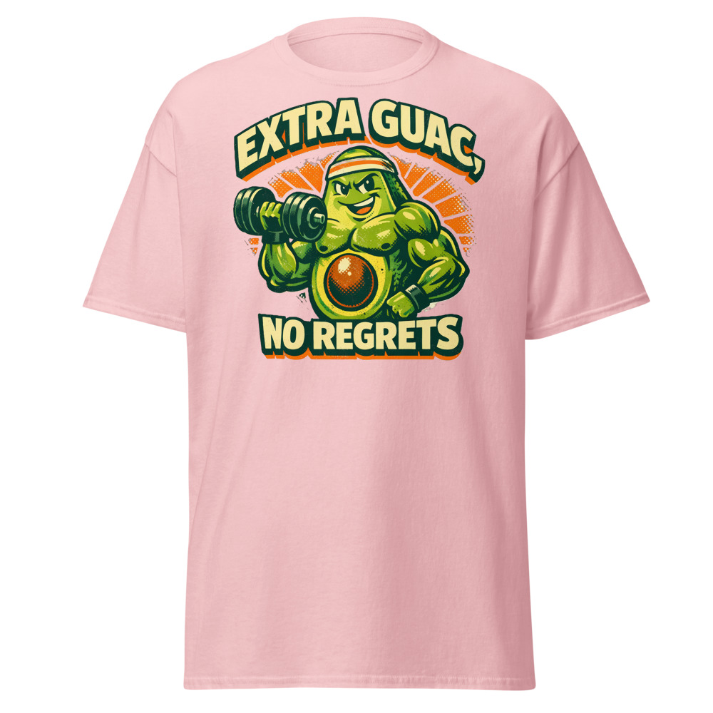 Funny Avocado Gym T-Shirt | Extra Guac No Regrets Retro Workout Tee - Image 6